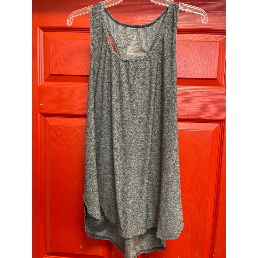 Athletic Works Womens XXL Racerback Tank Top Black Heather DriWorks High Low Hem